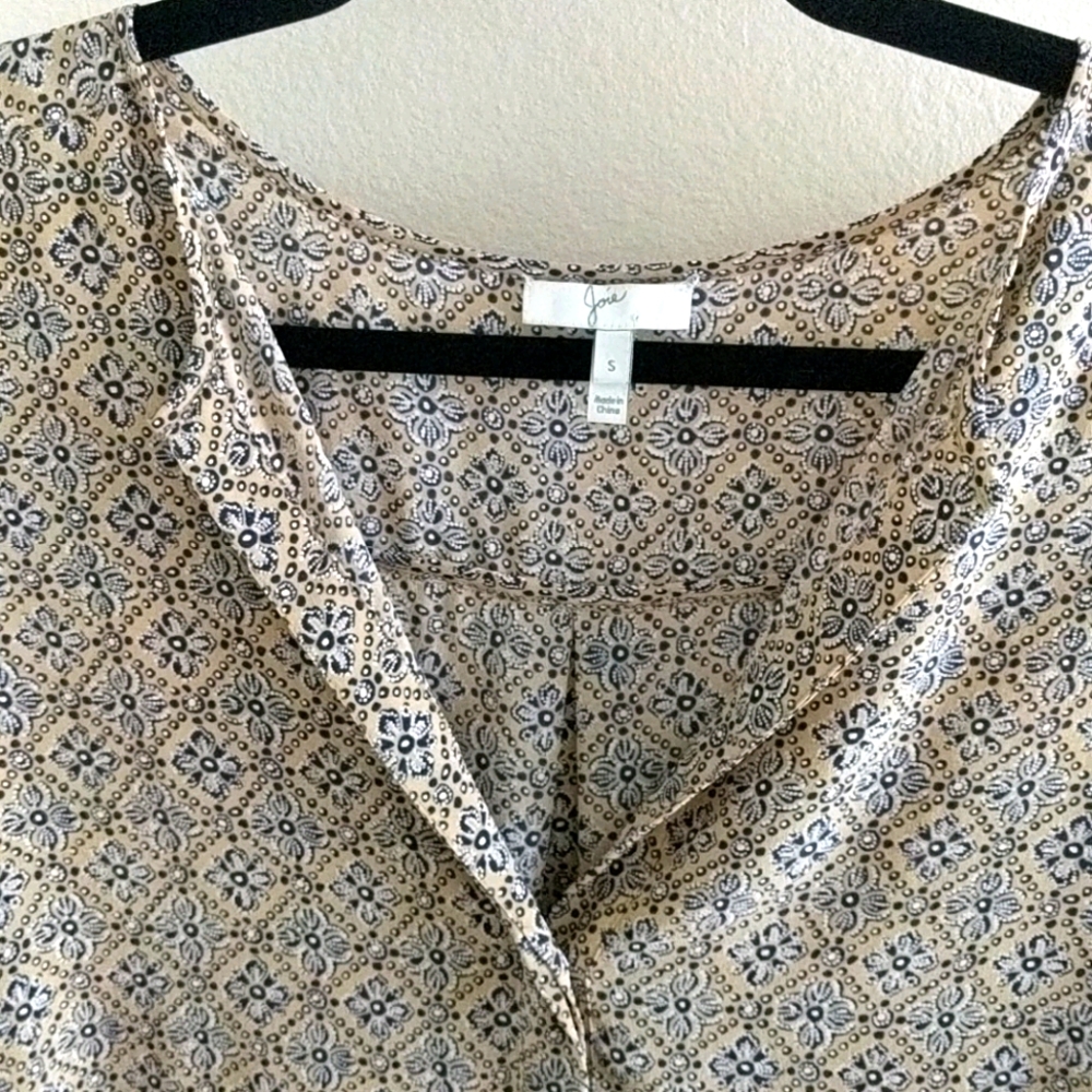 Cream & blue patterned Joie silk top